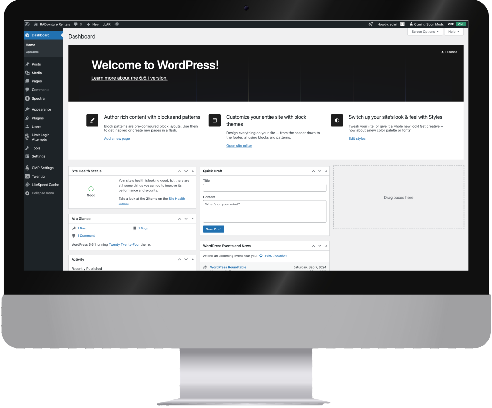 WordPress Website Development - WordPress Dashboard